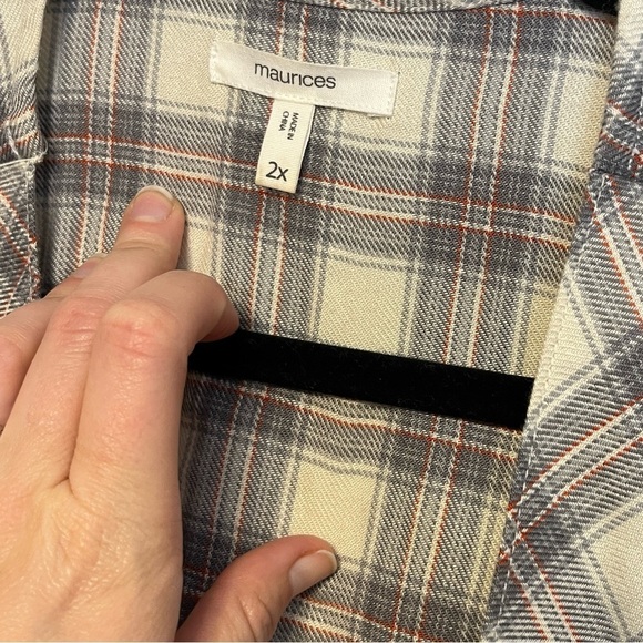 Maurices Plaid Dip Dye Ombré Kimono Duster 2X - Picture 4 of 13